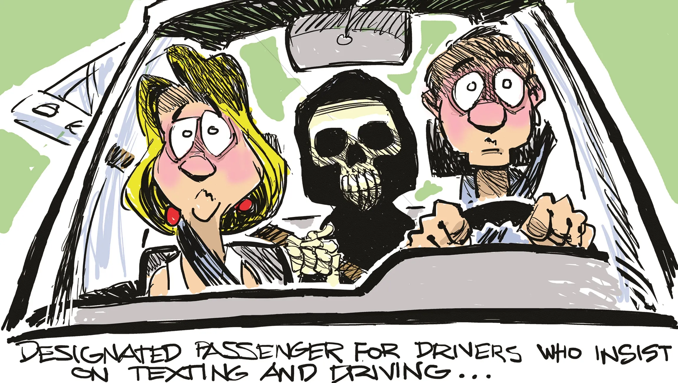 Grim Reaper Is A Designated Passenger For Texting Drivers