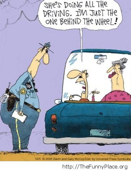 Funny Driving Cartoon – Wife Doing All The Driving